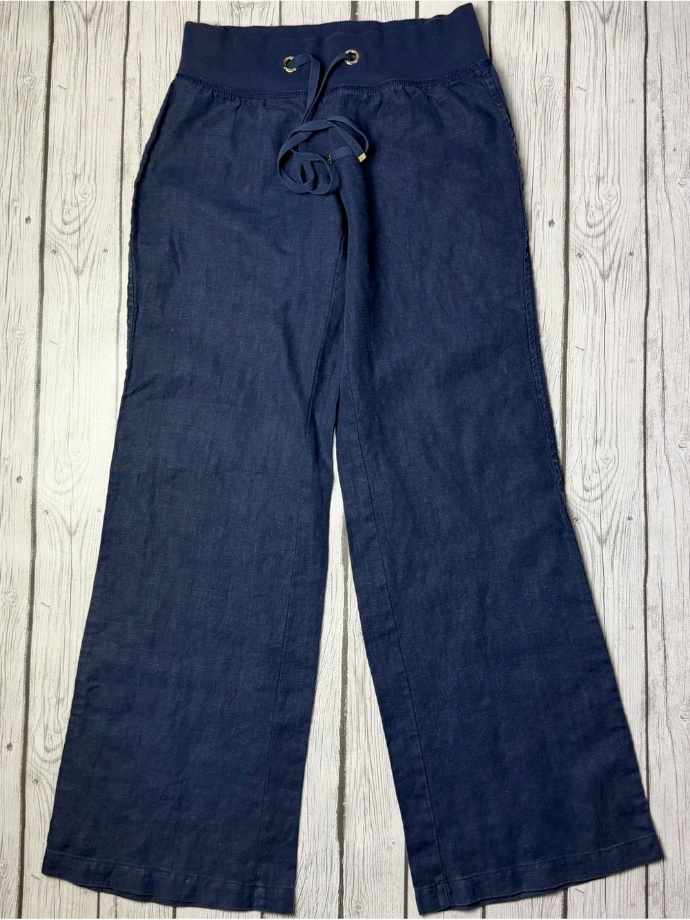 Lilly Pulitzer Women's S The Beach Pant True Navy Blue Linen